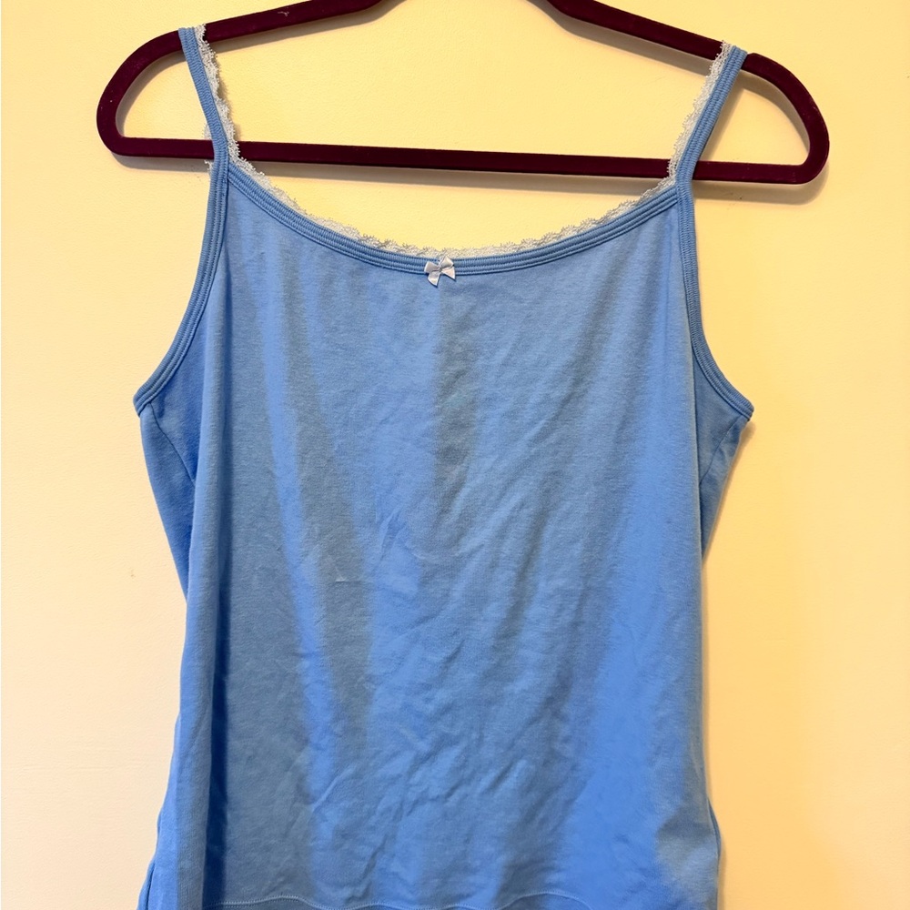 Blue Lace Trim Women's tank top